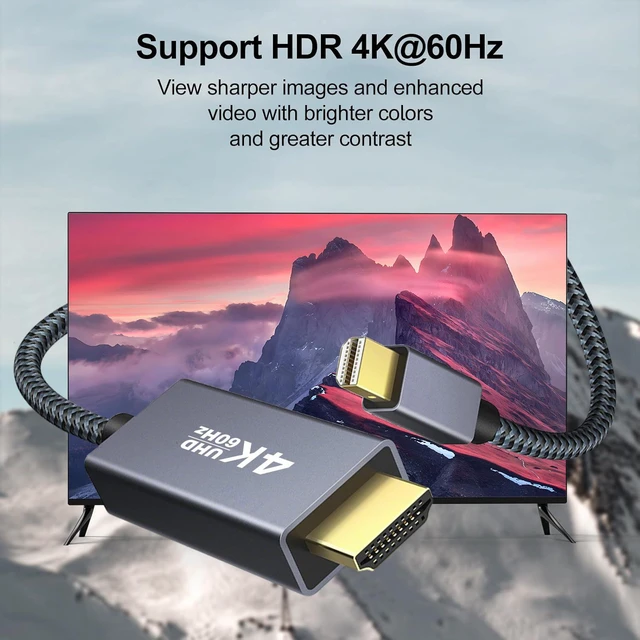 Alt view image 6 of 8 - Mini DP to HDMI Cable 4K@60Hz Mini DisplayPort to HDMI Adapter Cord for Laptop/Desktop/Monitor, High-Definition Video Converter Cable