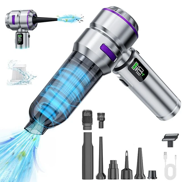 Alt view image 7 of 10 - 6704B Cordless Car Vacuum Cleaner & Air Inflator 2-in-1, 17000Pa Brushless Motor with Digital Display & LED Light 100W 80000RPM, 3 Speed Modes, USB-C Fast Charging for Car, Home, Office