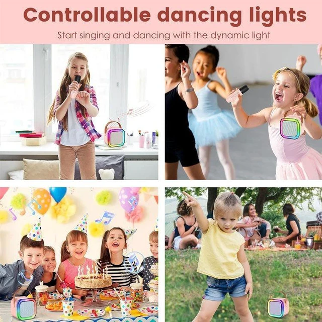 Alt view image 12 of 12 - K12 Wireless Karaoke Microphone Speaker 2-in-1, 2.4G Auto-Connect Home KTV System with 5W Speaker, 1200mAh+300mAh Dual Battery, Bluetooth 5.1, RGB Lights, 3+ Hours Playtime, Gift for Kids Adults Famil
