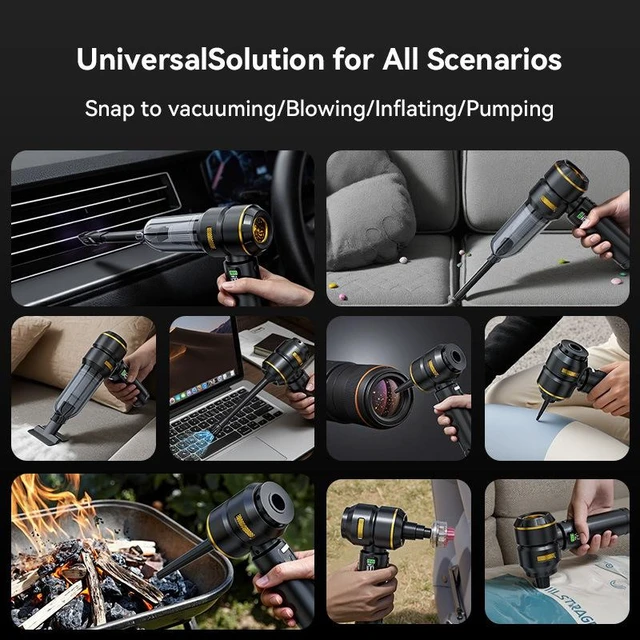 Alt view image 8 of 10 - 6704B Cordless Car Vacuum Cleaner & Air Inflator 2-in-1, 17000Pa Brushless Motor with Digital Display & LED Light 100W 80000RPM, 3 Speed Modes, USB-C Fast Charging for Car, Home, Office