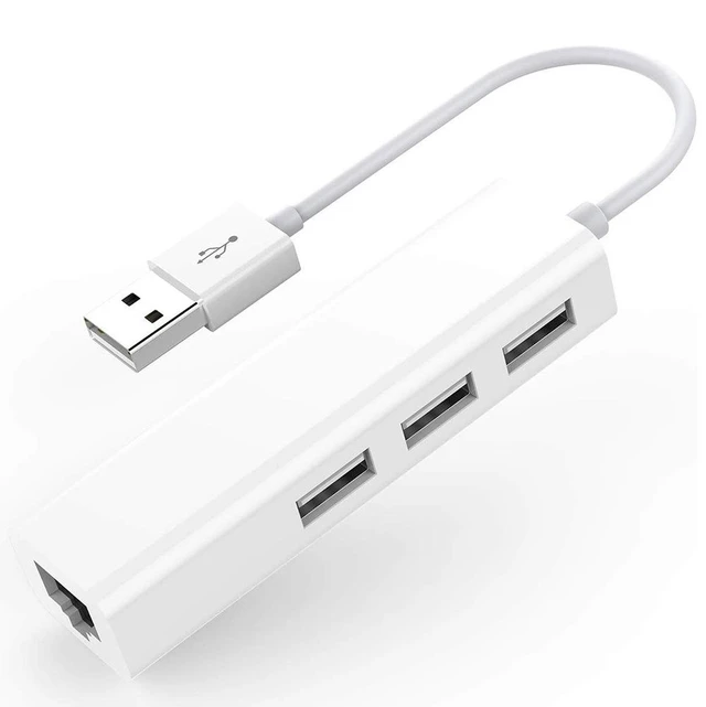 Alt view image 11 of 14 - 3-Port USB Hub + 100Mbps Ethernet Adapter B09 USB 2.0 to RJ45, Driver-Free LAN Card & USB Expander for PC / Laptop black