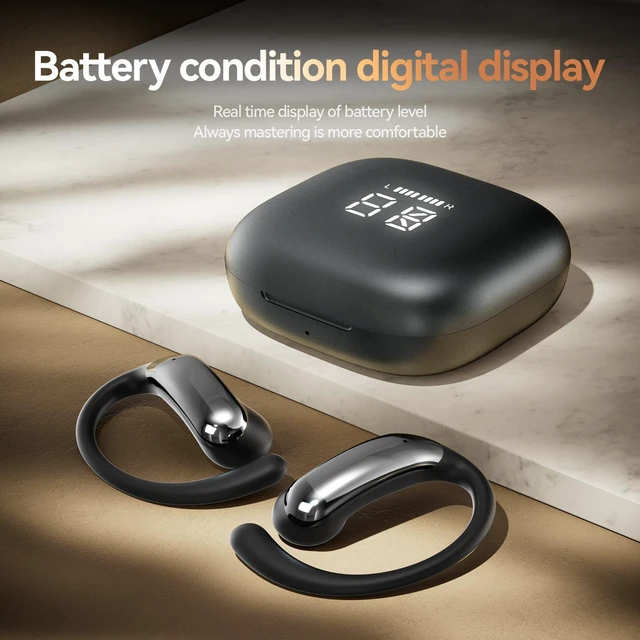Alt view image 11 of 12 - M142 AI Smart Translation Bluetooth Headset OWS Open-Ear Design, Bluetooth 6.0, High-Quality Sound, Digital Display Lid, True Wireless