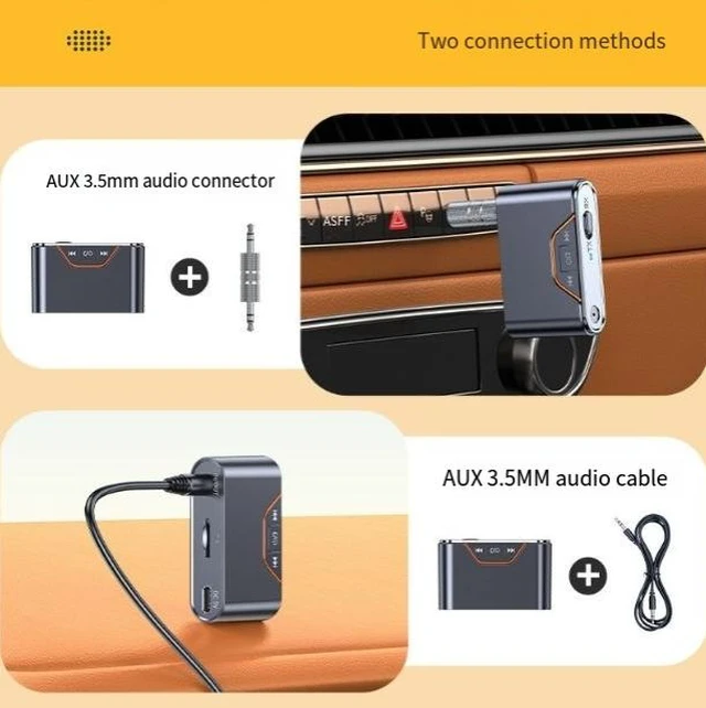 Alt view image 7 of 8 - BT-107 Car Bluetooth 5.0 Audio Adapter, 2-in-1 Transmitter & Receiver with TF Card Playback 8H RX / 6H TX, 10m Range, Hands-Free Mic Wireless for Car Stereo, TV, Speaker