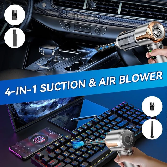 Alt view image 7 of 8 - 6706A 4-in-1 Cordless Vacuum & Blower, 17000Pa Brushless Motor Digital Display, One-Button Dust Eject, 80000 RPM, 100W Vacuum/Blow/Inflate/Extract for Car, Home, Office