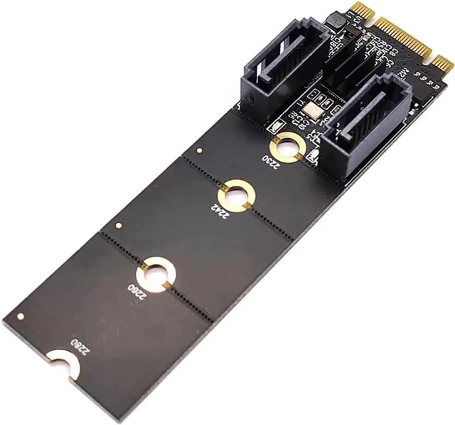 Alt view image 9 of 12 - WISDUM M.2 (A+E Key) Card NGFF to 2 Ports SATA3.0 / 6G Extention Card Hard Disk Drive-Free JMB582 (Long Version)