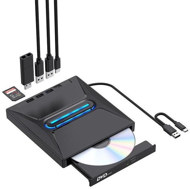 Alt view image 8 of 8 - 5-in-1 External DVD/CD Rewriter Multi-Function USB 3.0 Optical Drive for PC/Laptop/Mac, CD/DVD Reader & Burner, Portable Slim Design