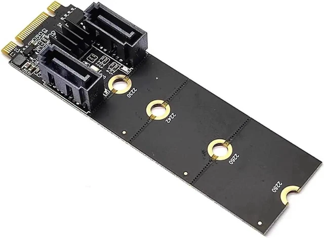 Alt view image 10 of 12 - WISDUM M.2 (A+E Key) Card NGFF to 2 Ports SATA3.0 / 6G Extention Card Hard Disk Drive-Free JMB582 (Long Version)