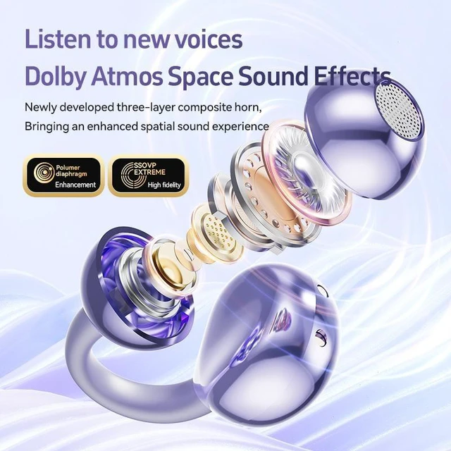 Alt view image 6 of 8 - M108 AI Smart Translation Bluetooth Headset Clip-On Open-Ear, Bone Conduction, Hi-Fi Sound, True Wireless, Bluetooth 5.4