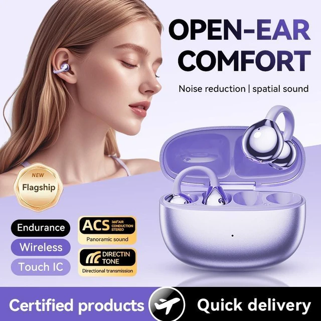 Alt view image 8 of 8 - M108 AI Smart Translation Bluetooth Headset Clip-On Open-Ear, Bone Conduction, Hi-Fi Sound, True Wireless, Bluetooth 5.4