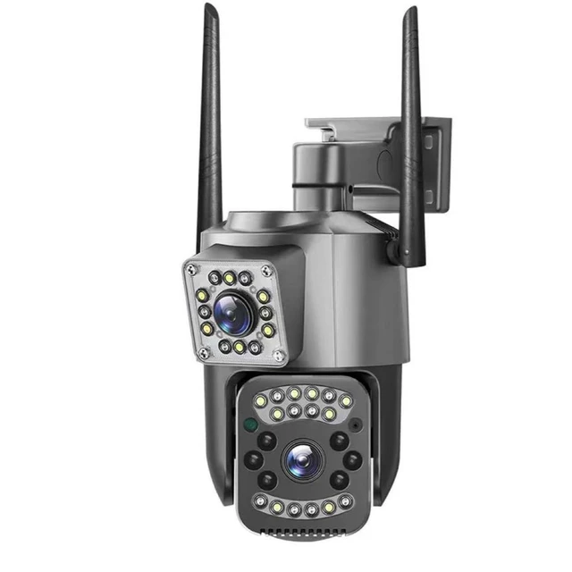 Alt view image 6 of 10 - Dual-Lens Wireless Security Camera 360° No-Dead-Angle, Full-Color Night Vision, Mobile Remote, HD Home Monitor