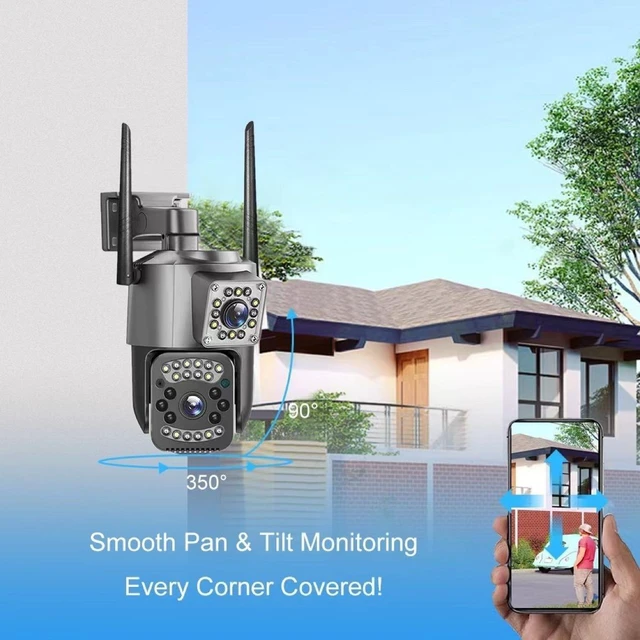 Alt view image 7 of 10 - Dual-Lens Wireless Security Camera 360° No-Dead-Angle, Full-Color Night Vision, Mobile Remote, HD Home Monitor
