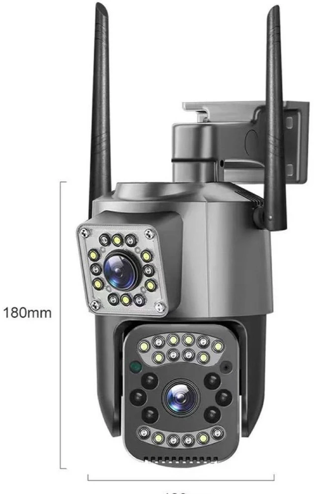Alt view image 8 of 10 - Dual-Lens Wireless Security Camera 360° No-Dead-Angle, Full-Color Night Vision, Mobile Remote, HD Home Monitor