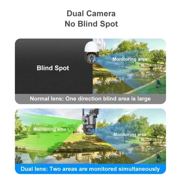 Alt view image 9 of 10 - Dual-Lens Wireless Security Camera 360° No-Dead-Angle, Full-Color Night Vision, Mobile Remote, HD Home Monitor