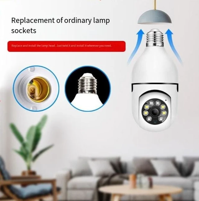 Alt view image 11 of 11 - 2MP Light Bulb Security Camera 2.4G WiFi, 1080P Night Vision, Mobile Remote, Smart Motion Tracking, Two-Way Audio