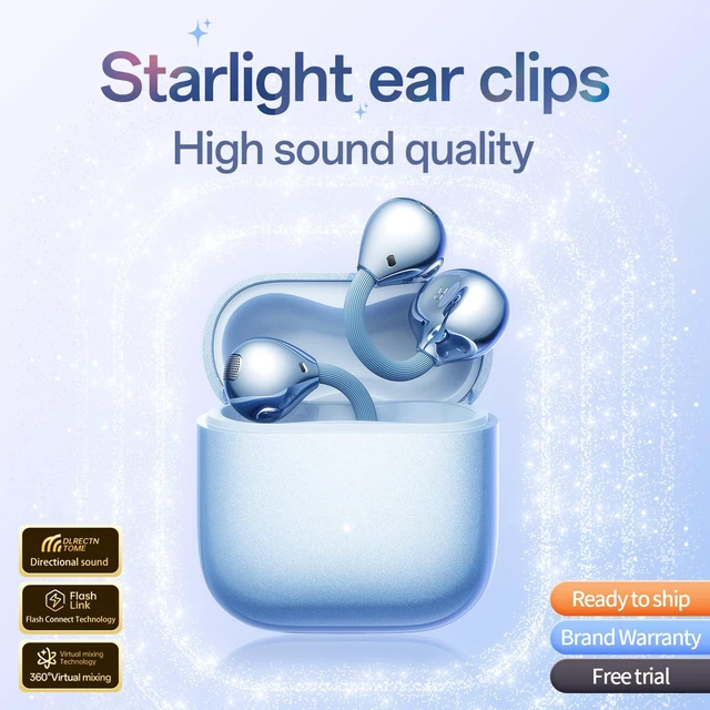 Alt view image 8 of 10 - M169 Clip-On Bluetooth Headset Open-Ear Design, Digital Display, Bluetooth 6.0, 11mm Driver, AAC/SBC, for Sports & Daily Use