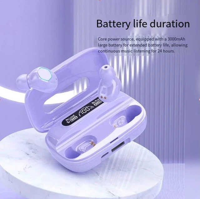 Alt view image 6 of 8 - M9 Wireless Bluetooth Headset 2000mAh Charging Case, 120H Battery, Bluetooth 5.2, Gaming Noise Cancelling, In-Ear TWS Earbuds