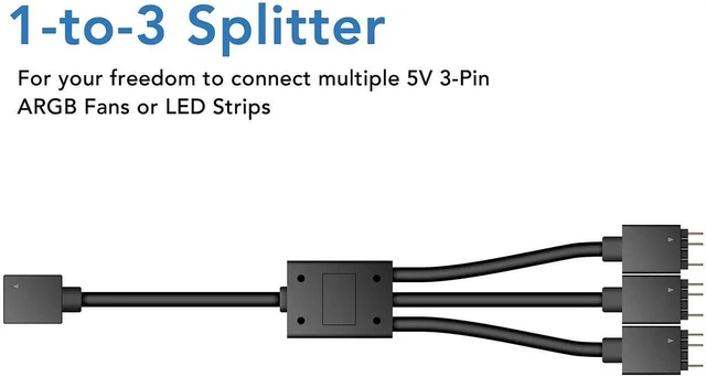 Alt view image 9 of 12 - 12V to 5V RGB Converter, 3-Way Splitter, SATA Connector, 50 Color Modes, 100x 5V LEDs