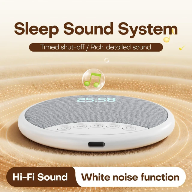 Alt view image 8 of 10 - S9 Pillow Speaker Under Pillow White Noise Machine with Digital Alarm Clock, Timer, Bluetooth 5.4, Bone Conduction, Ultra-Light 48g, Sleep Sound Therapy for Insomnia Relaxation