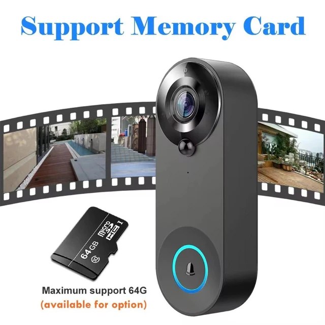 Alt view image 7 of 10 - Smart WiFi Video Doorbell Tuya, Wireless, 166° Wide Angle, Two-Way Audio, PIR Detection, Night Vision, Battery Powered