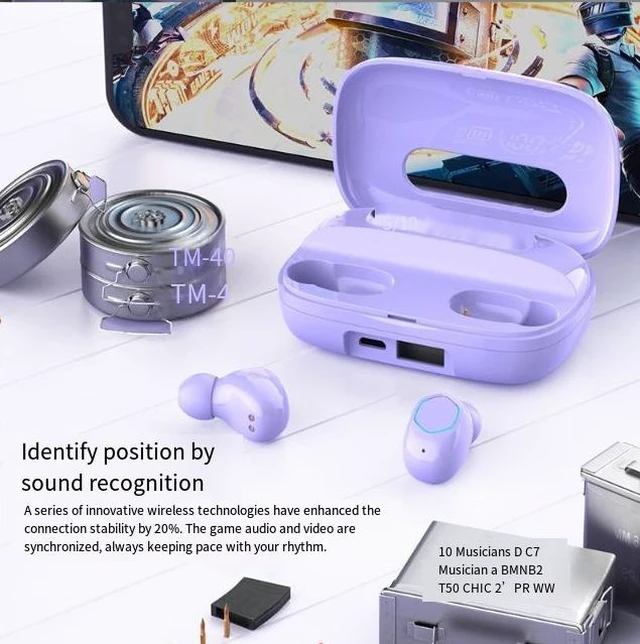 Alt view image 8 of 8 - M9 Wireless Bluetooth Headset 2000mAh Charging Case, 120H Battery, Bluetooth 5.2, Gaming Noise Cancelling, In-Ear TWS Earbuds