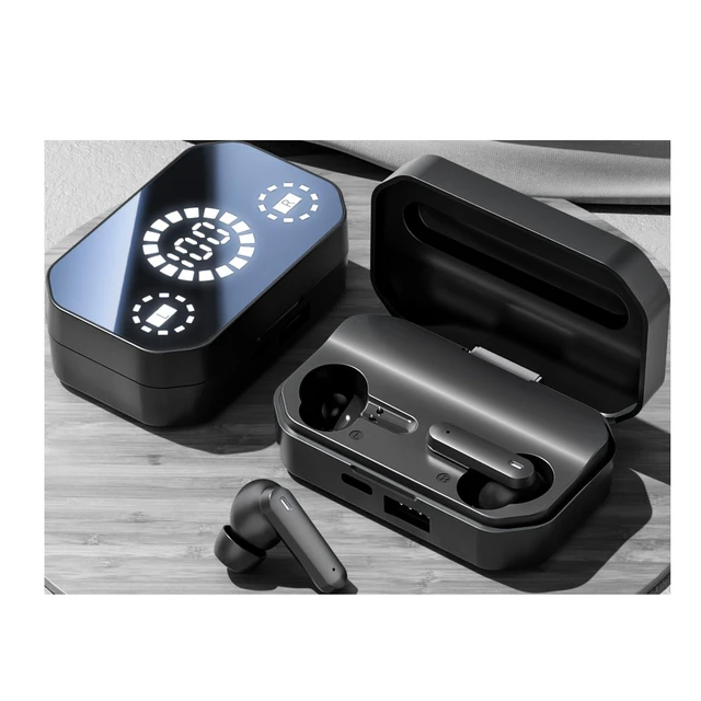 Alt view image 6 of 10 - M154 Flip-Cover Mirror Digital Display Bluetooth Headset In-Ear TWS, Long Battery Life, High-Quality Sound, Bluetooth 6.0, Mirror Finish