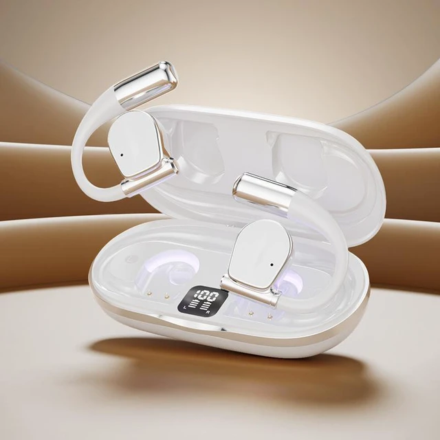 Alt view image 6 of 10 - AI Smart Translation Bluetooth Headset OWS Open-Ear Design, UV Sterilization Charging Case, True Wireless, Bluetooth 5.4, for Travel & Sports M111 white