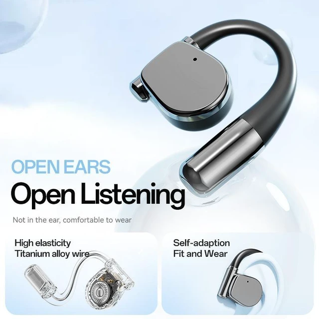 Alt view image 7 of 10 - AI Smart Translation Bluetooth Headset OWS Open-Ear Design, UV Sterilization Charging Case, True Wireless, Bluetooth 5.4, for Travel & Sports M111 white