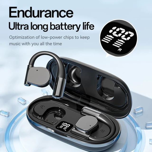 Alt view image 8 of 10 - AI Smart Translation Bluetooth Headset OWS Open-Ear Design, UV Sterilization Charging Case, True Wireless, Bluetooth 5.4, for Travel & Sports M111 white