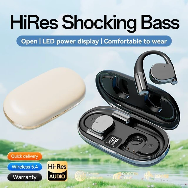 Alt view image 9 of 10 - AI Smart Translation Bluetooth Headset OWS Open-Ear Design, UV Sterilization Charging Case, True Wireless, Bluetooth 5.4, for Travel & Sports M111 white