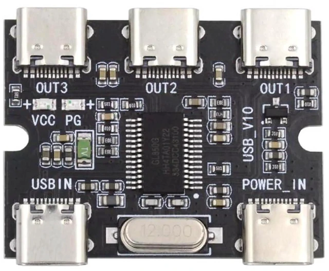 Alt view image 8 of 14 - USB-C 2.0 1-to-3 Three Ports HUB Splitter PCBA Expansion Module Board PCs Multiport 3 Devices Type-C for Keyboard Mouse Scanner Printer