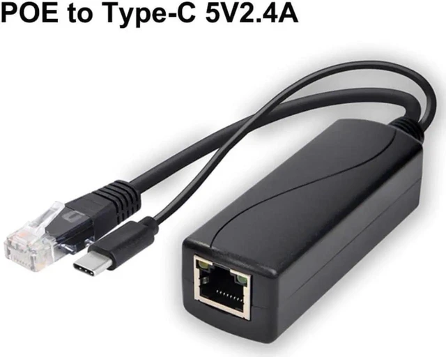 Alt view image 5 of 8 - WISDUM PoE Splitter USBC IEEE 802.3af 48V To 5V2.4A TypeC 10/100Mbps Power over Ethernet Converter Power Data for USBC Devices