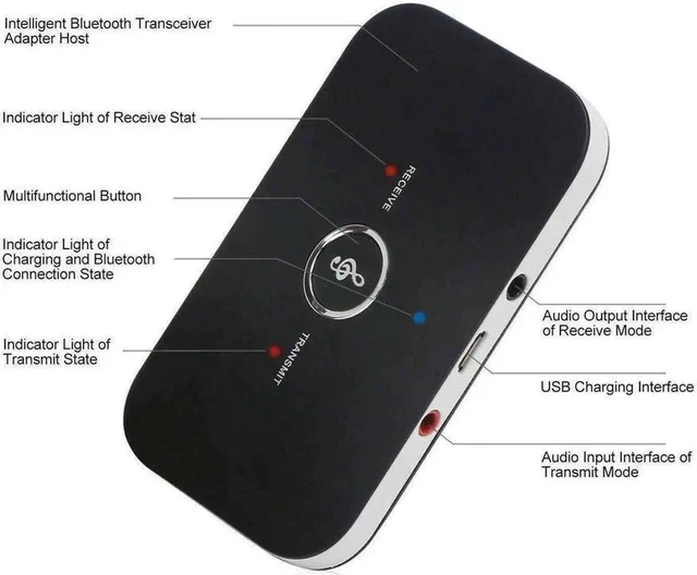 Alt view image 8 of 12 - 2in1 Bluetooth Transmitter Receiver Wireless A2DP Home TV Stereo Audio Adapter