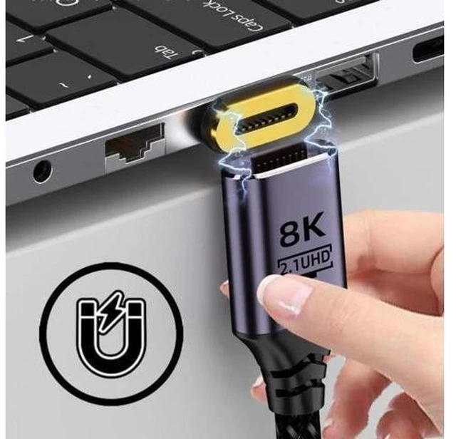 Alt view image 8 of 12 - 50cm Cable Magnetic Connector 8K Type-A HDMI 2.1 Male to Straight Male Video Cable for Laptop HDTV