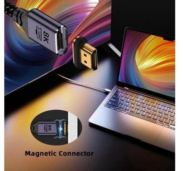 Alt view image 10 of 12 - 50cm Cable Magnetic Connector 8K Type-A HDMI 2.1 Male to Straight Male Video Cable for Laptop HDTV