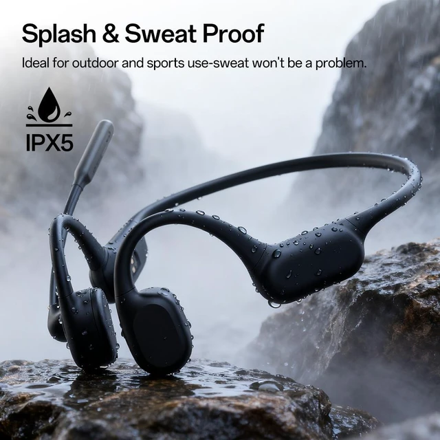 Alt view image 10 of 10 - S18M True Bone Conduction Headphones, Bluetooth 6.0 Open Ear Wireless Sports Headset with Microphone, 5H Long Battery Life, 170mAh, IPX5 Waterproof Sweatproof, Ultra-Light 26g for Running Cycling Gym