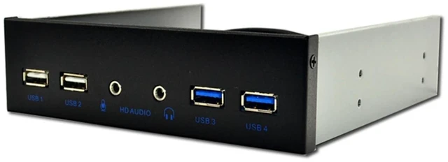 Alt view image 12 of 12 - 5.25 Inch Desktop Pc Case Internal Front Panel Usb Hub 2 Ports Usb 3.0 And 2 Ports Usb 2.0 With Hd Audio Port 20 Pin Connector