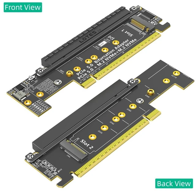 Alt view image 14 of 14 - PCIe 5.0 x16 to x8+x4+x4 Bifurcation Riser Card NVMe SSD Expansion Adapter, Supports Gen5, Full-Height Bracket, Requires Motherboard PCIe Bifurcation Support (x8+x4+x4)