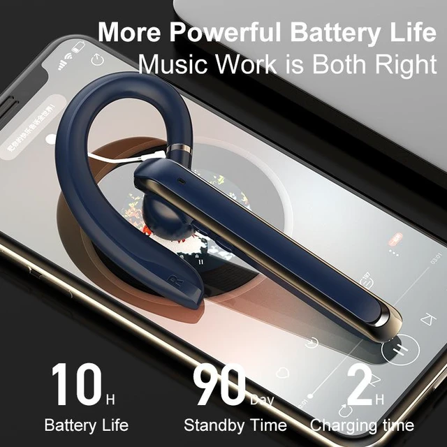 Alt view image 7 of 10 - 880 Business Sports Wireless Bluetooth Headset Comfortable Long-Wear, HD Calls, 10H Playtime, Bluetooth 5.2, Noise Reduction blue