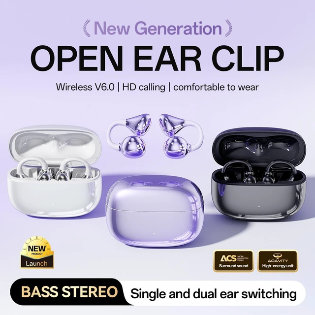 Alt view image 7 of 10 - M159 AI Smart Translation Bluetooth Headset Clip-On Open-Ear, Bluetooth 6.0, Ultra-High Sound Quality, True Wireless, Micro In-Ear White