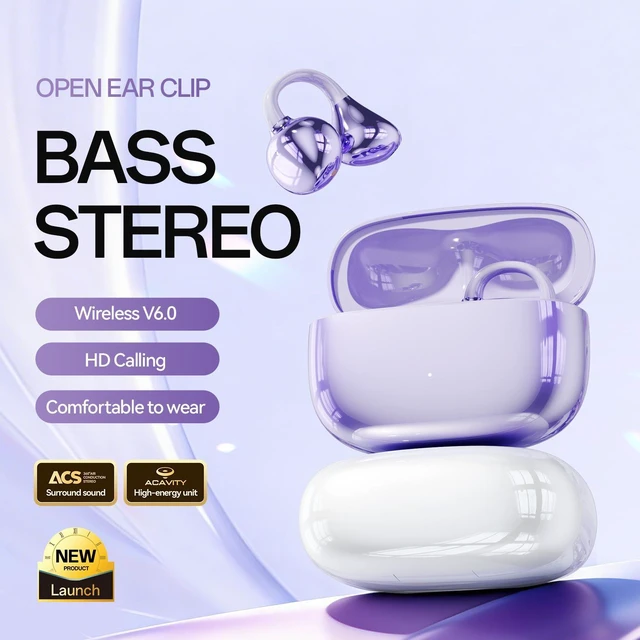 Alt view image 8 of 10 - M159 AI Smart Translation Bluetooth Headset Clip-On Open-Ear, Bluetooth 6.0, Ultra-High Sound Quality, True Wireless, Micro In-Ear White