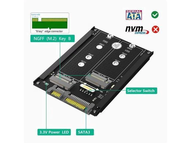 Alt view image 9 of 10 - Dual M.2 to SATA3.0 adapter card M2 NGFF SSD to 6G interface adapter card