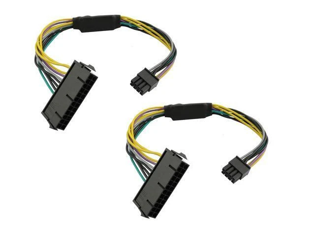 Alt view image 6 of 10 - 11 Inch 24-Pin to 8-Pin 18AWG ATX PSU Power Supply Adapter Cable for Motherboards 2PCS