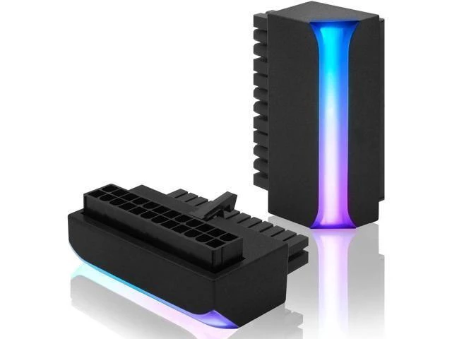 Alt view image 8 of 14 - ATX 24-pin 90 Degree Power Connector 5V 3 Pin ARGB Rainbow Female to Male Power Supply/Power Adapter for Computer Motherboard -1 Pack