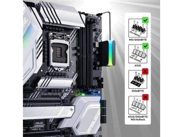 Alt view image 14 of 14 - ATX 24-pin 90 Degree Power Connector 5V 3 Pin ARGB Rainbow Female to Male Power Supply/Power Adapter for Computer Motherboard -1 Pack