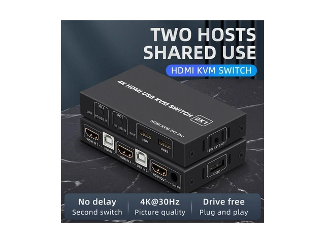 Alt view image 9 of 12 - 2 Ports HDMI KVM Switch USB HDMI KVM Switcher 4Kx2K@30Hz HDMI 1.4 for 2 Computer host sharing Monitor Mouse Keyboard Hub USB Device for PC Laptop Win7 Win10 MAC eokCXOY