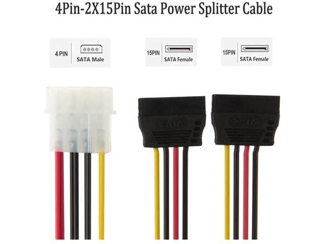 Alt view image 10 of 14 - 5pcs 4 Pin Molex to 2×15 Pin SATA Power Y-Cable Adapter for IDE 8 Inches