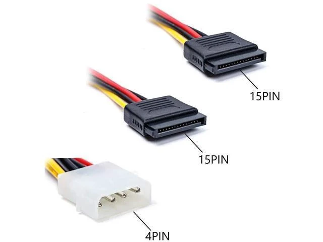 Alt view image 14 of 14 - 5pcs 4 Pin Molex to 2×15 Pin SATA Power Y-Cable Adapter for IDE 8 Inches