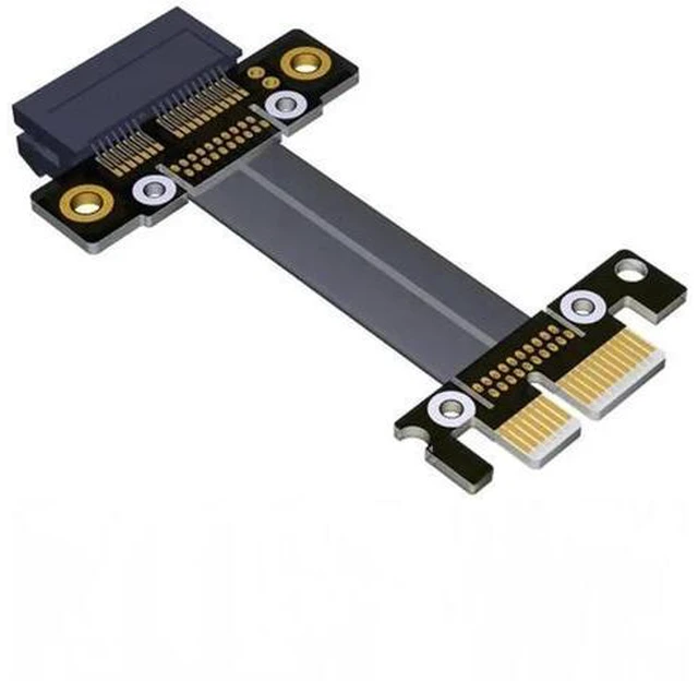 Alt view image 2 of 2 - FOR PCI-E PCI Express 1X To 1X Slot Card Converter Ribbon Adapter Extension Cable 8Gbps X1 Gold Plated For BTC Mining