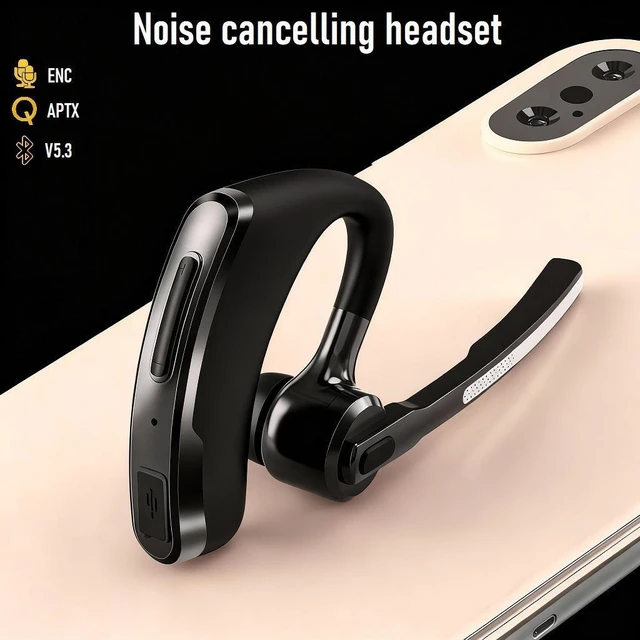 Alt view image 10 of 10 - DBS Qualcomm Bluetooth Headset Dual-Mic ENC Noise Cancelling, Over-Ear, Mono, 8H+ Battery, Business, BT5.3
