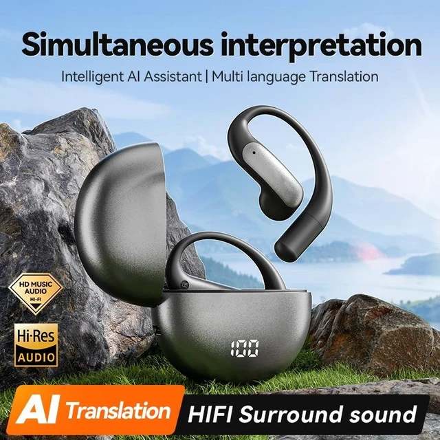 Alt view image 10 of 11 - M118 AI Smart Translation Bluetooth Headset OWS Open-Ear True Wireless, Hi-Fi Sound, Over-Ear Hanging, Bluetooth 5.4
